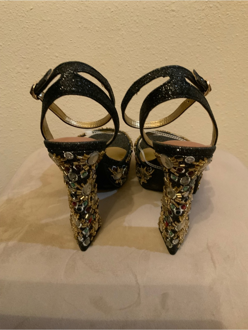 Gianni Bini Black Jeweled Platform Sandals - Picture 5 of 8